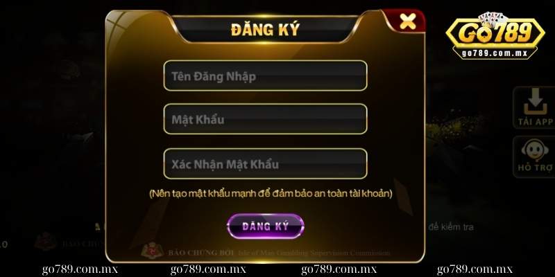 Hướng dẫn thao tác đăng ký tài khoản Go789